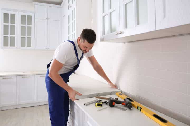 A kitchen countertop made of a durable and stain-resistant material, designed for easy maintenance in Midlothian